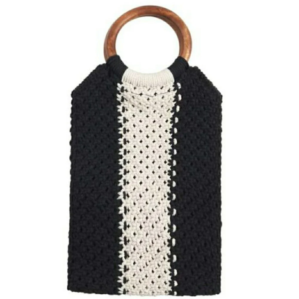 NWT! Curateur X Laude The Label Macramé Tote Bag w/ Wooden Handle (Retail $119)